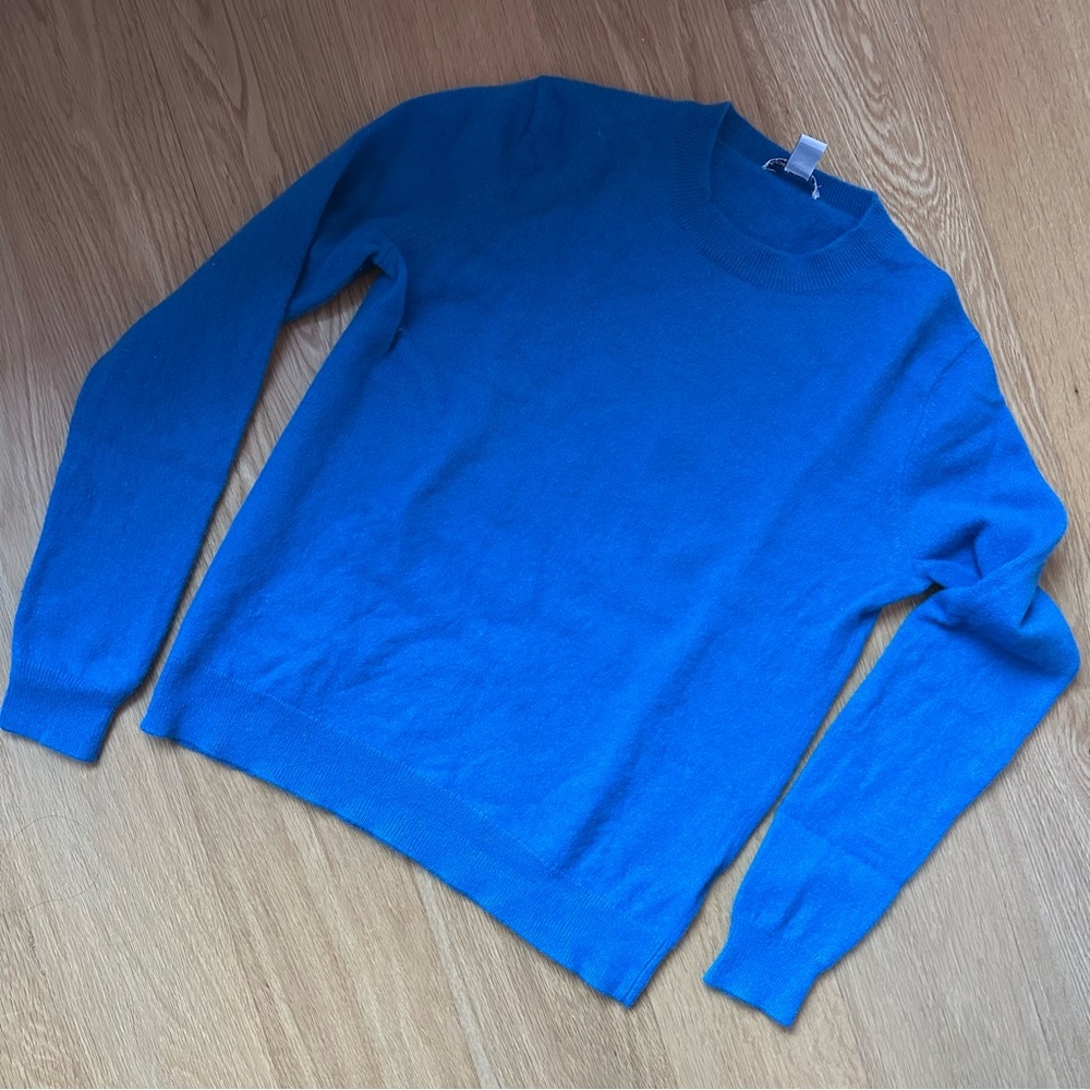 BOP BASICS blue cashmere crewneck sweater size S